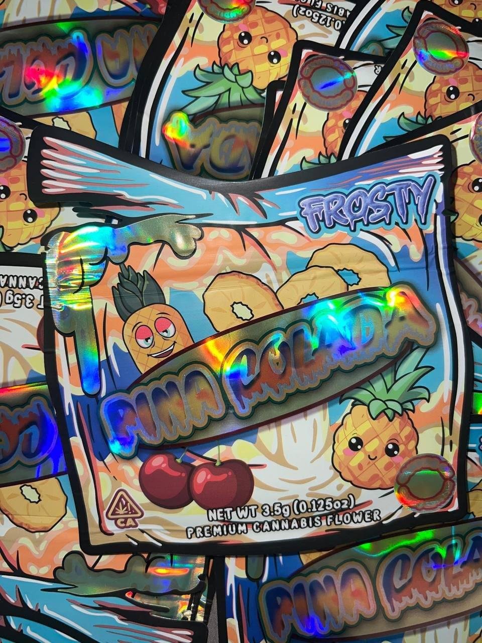 This strain bursts with pineapple, creamy coconut, and a refreshing hint of minty coolness. Its aroma is fruity and sweet,