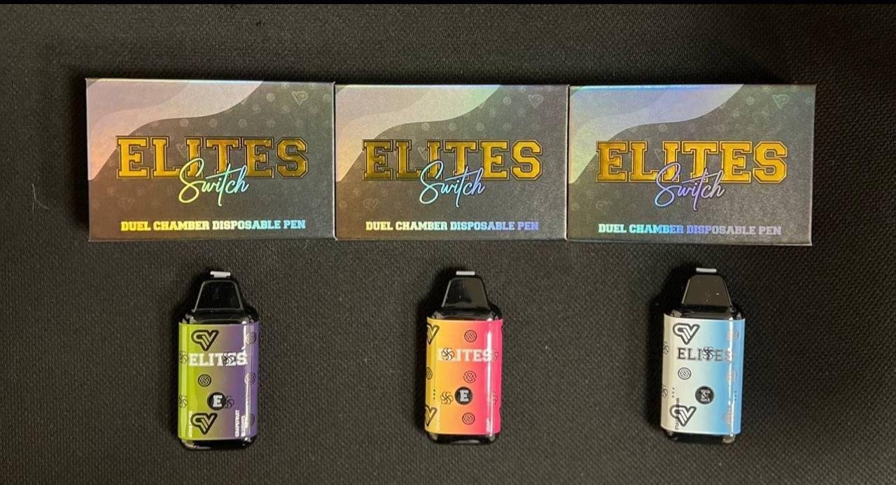 The ELITES SWITCH – 1G Distillate Dual vape pen delivers potent effects and dual-flavor convenience in a sleek, modern device.